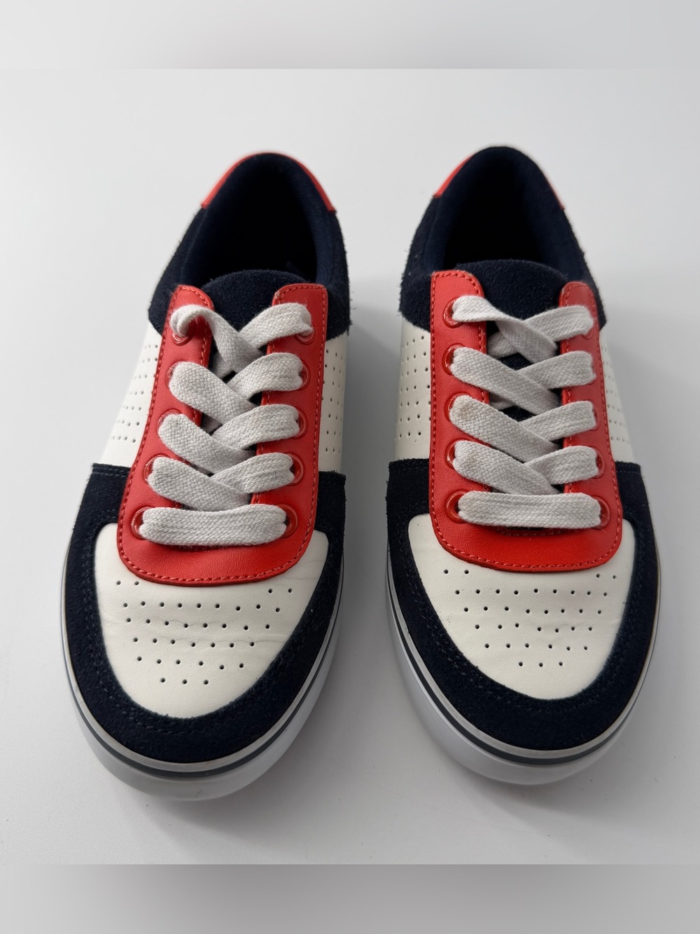 Janie and Jack Boys 3 Colorblock Lace-Up Leather Preppy Retro Skater Sneakers